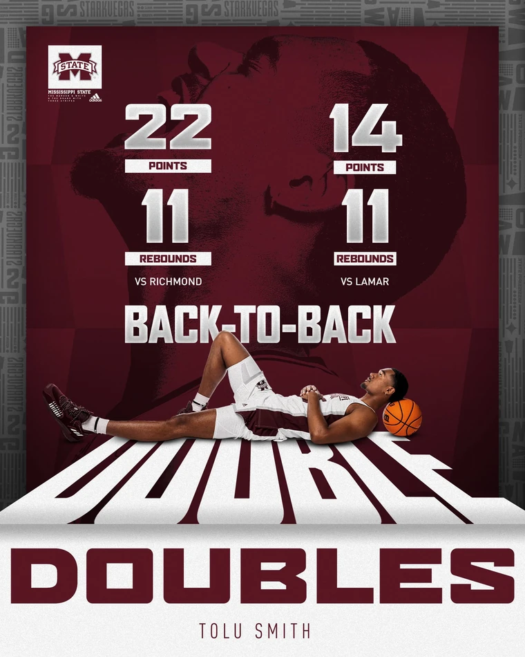 Back-to-back double doubles graphic