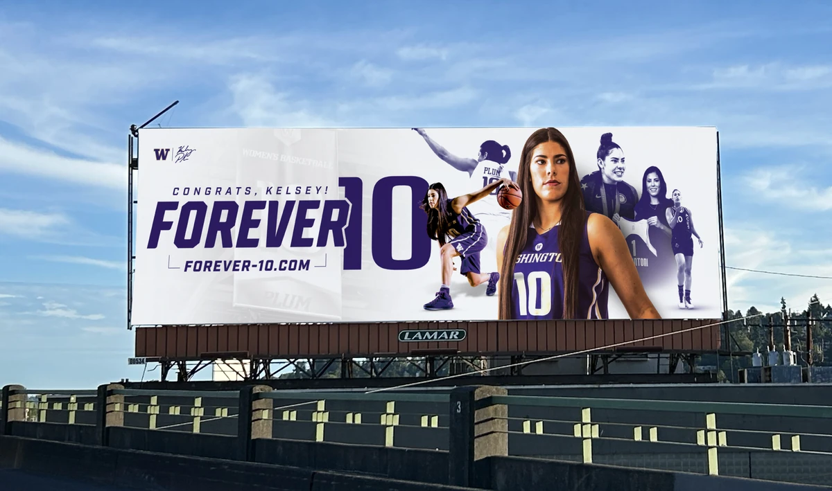 Forever 10 billboard on the Ballard Bridge: Congrats, Kelsey! FOREVER 10, forever-10.com