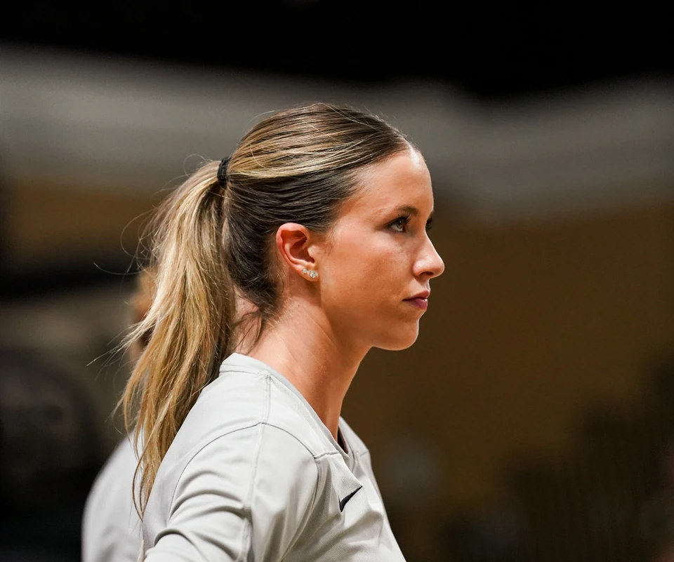 Purdue volleyball player in profile