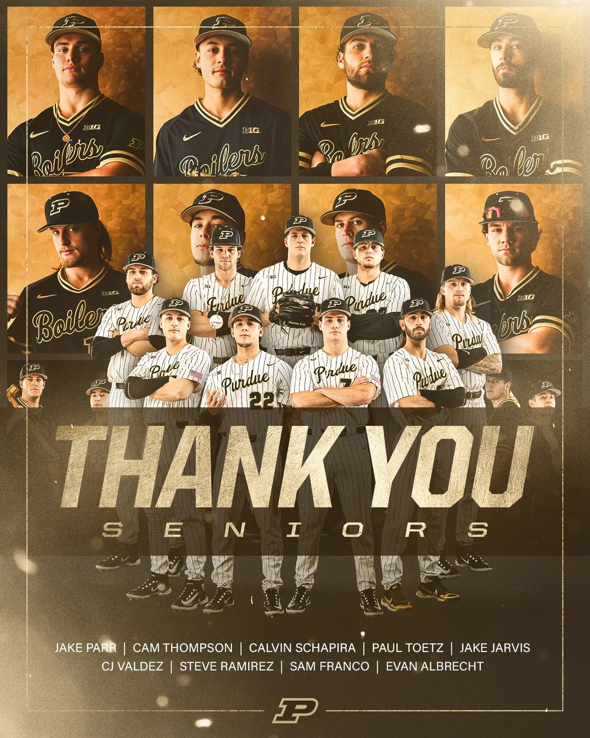 Thank You Seniors graphic for Purdue softball