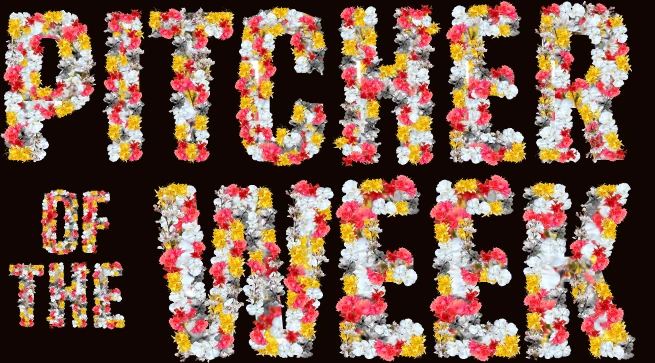 Pitcher of the Week floral text without the gradient overlay